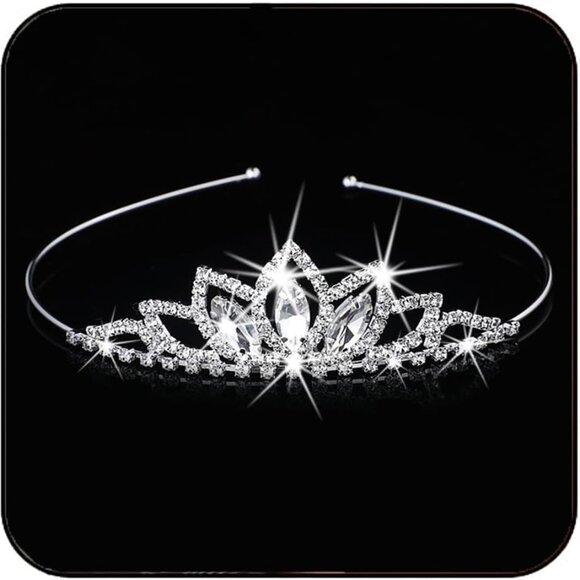 Silver Crystal Tiara Crowns Rhinestone Birthday Crowns Headband Tiaras for Women - Picture 1 of 7
